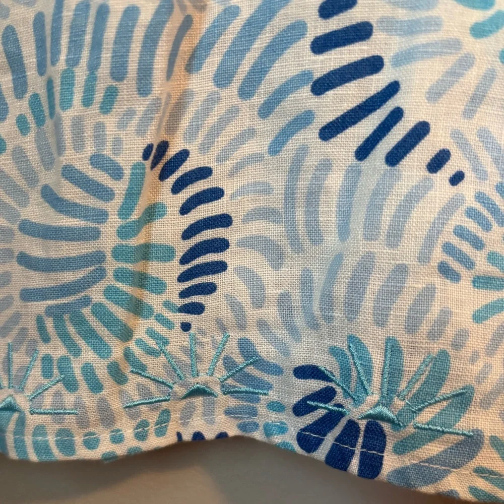 HIHO Blue and White Patterned & Embroidered Linen Dress - Picture 2 of 6